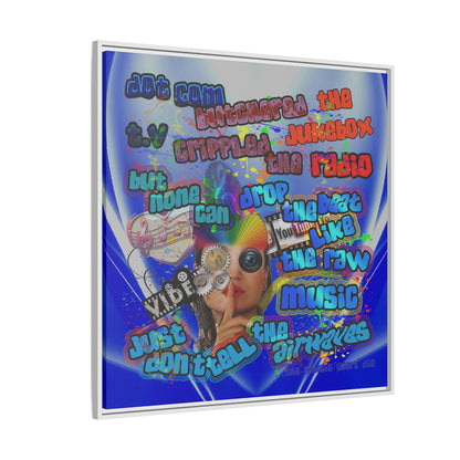 drop the beat - framed canvas art (blue-white wave)