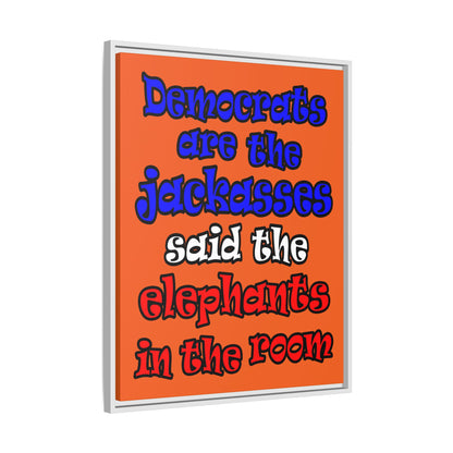 donkeys and elephants - framed canvas art (orange)