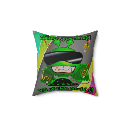 disc jockey - Faux Suede Square Pillow - (rainbow split)