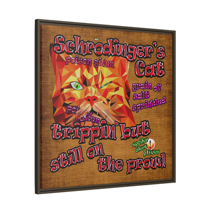 schrodinger's cat - framed canvas art (brown papyrus)