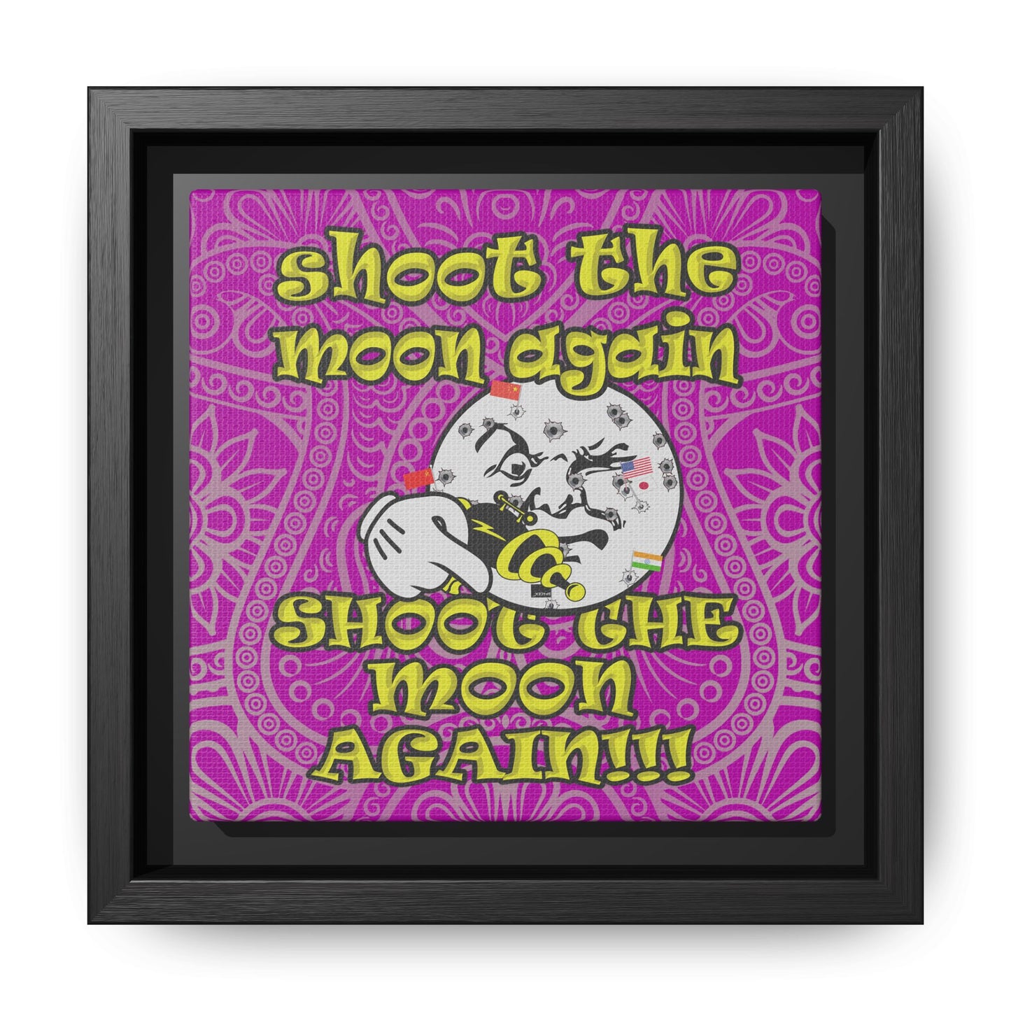 shoot the moon again - framed canvas art (pink swirl)