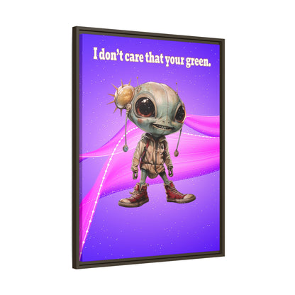 I don't care that your green - framed canvas art (purple-pink wave)