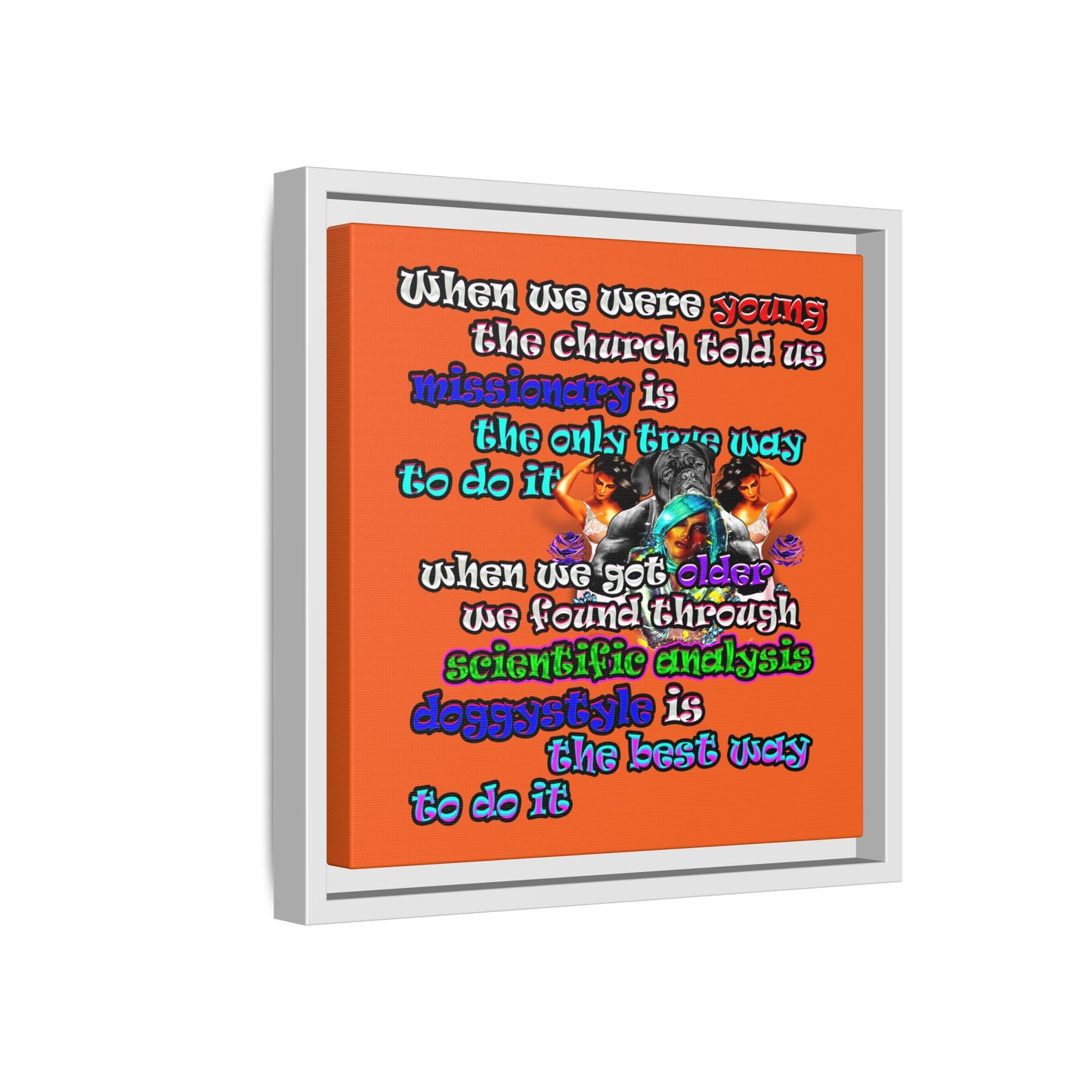 doggystyle - framed canvas art (orange)