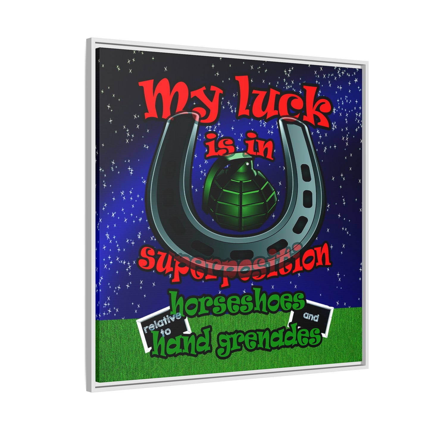 my luck - framed canvas art ('snoops' background)