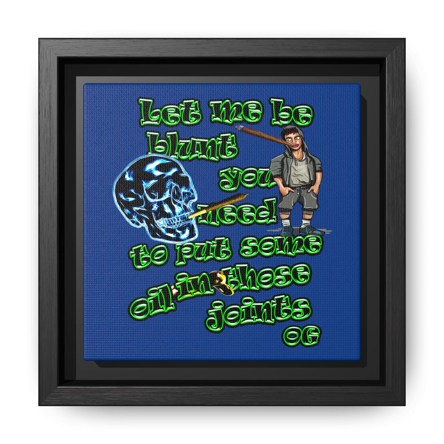 og - framed canvas art (dark blue)