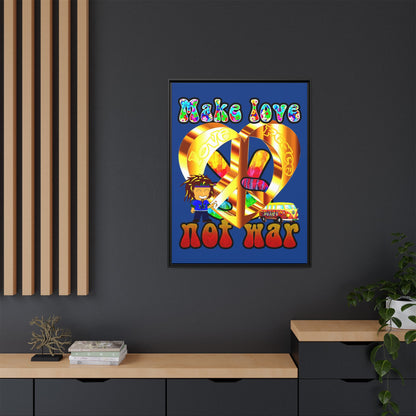 love peace - framed canvas art (dark blue)