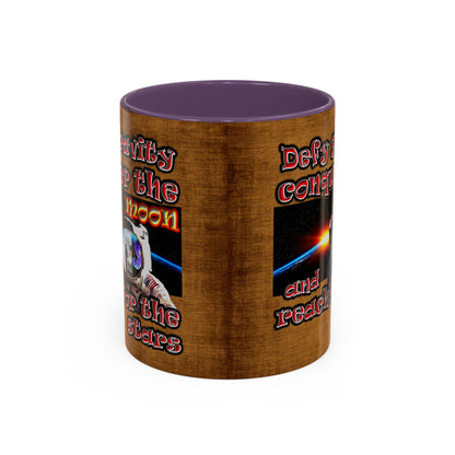 defy conquer reach - Accent Mug (brown papyrus)
