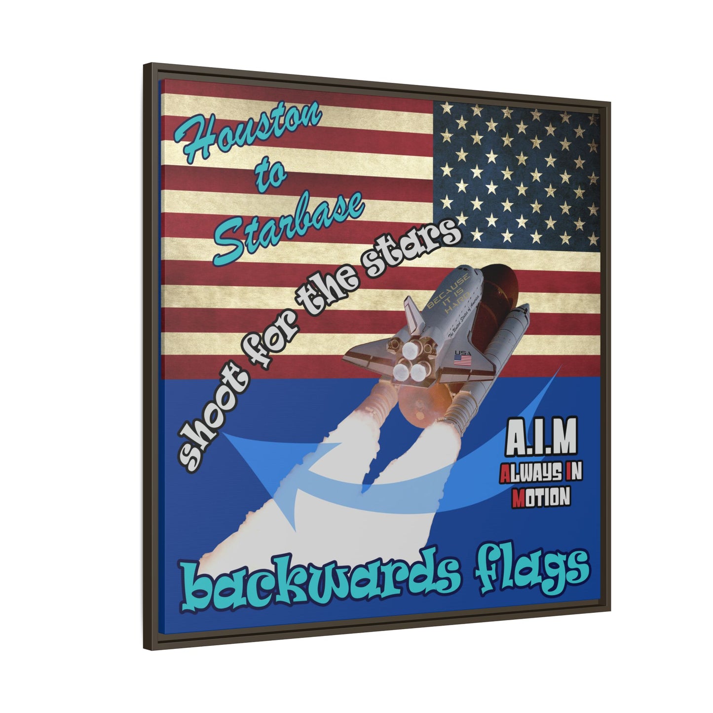shoot for the stars - framed canvas art (dark blue)