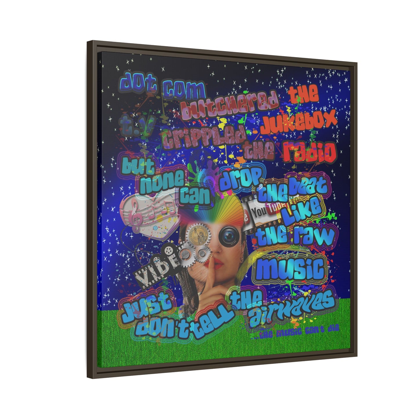 drop the beat - framed canvas art ('snoops' background)