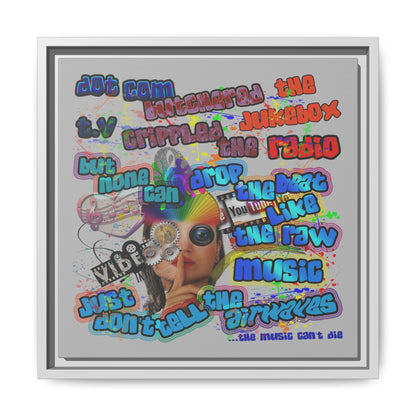 drop the beat - framed canvas art (light grey)