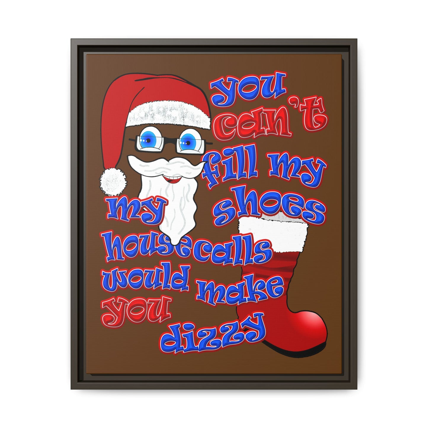 santa's shoes - framed canvas art (brown)