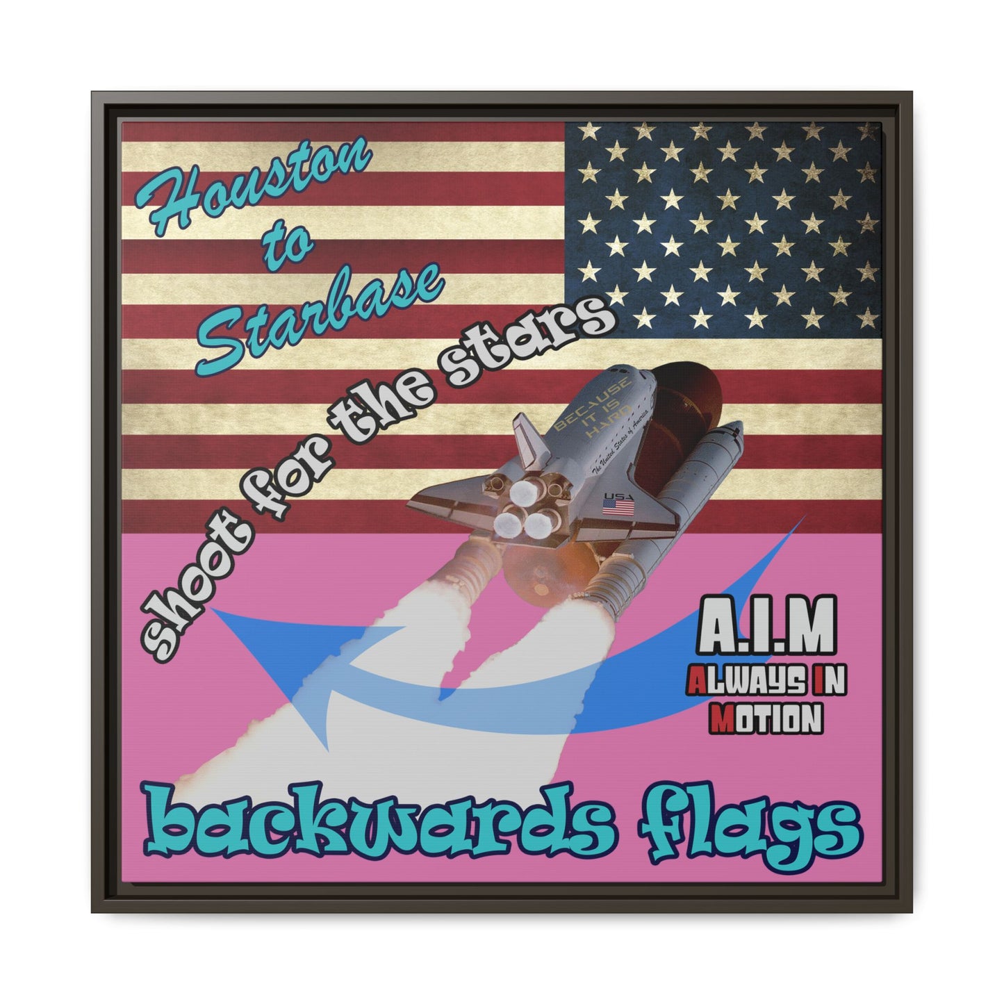 shoot for the stars - framed canvas art (light pink)