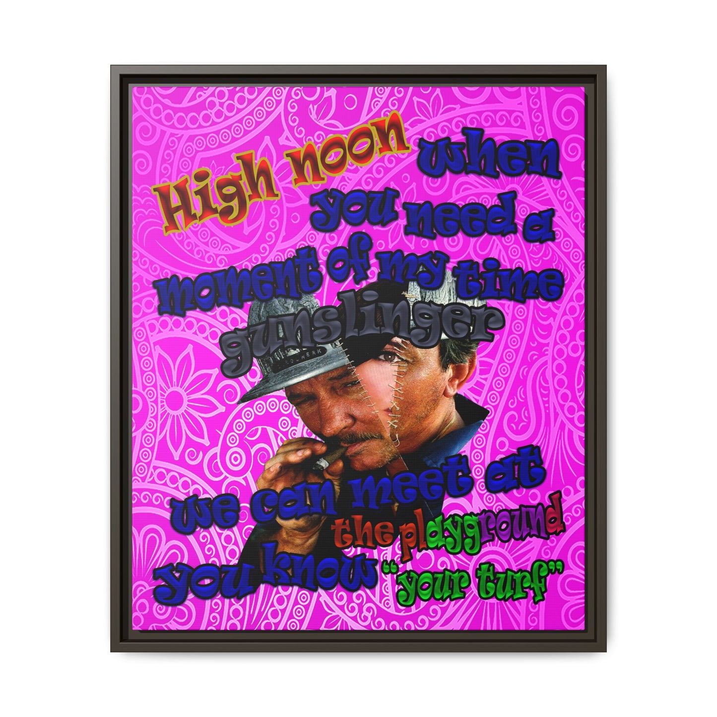 high noon - framed canvas art (pink swirl)