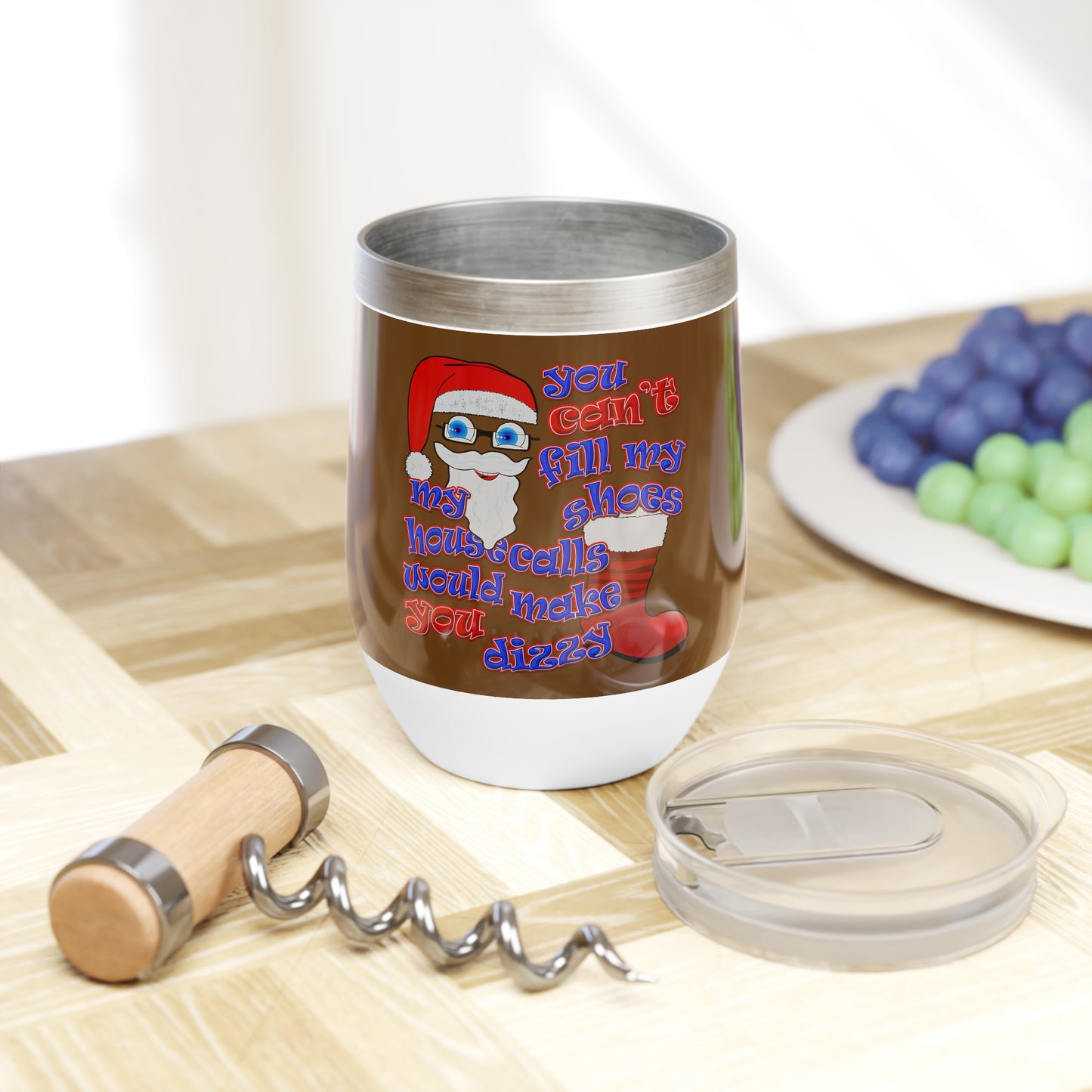 santa's shoes - Chill Wine Tumbler (brown)