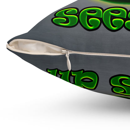 green monster - Spun Polyester Square Pillow - (grey-light grey)