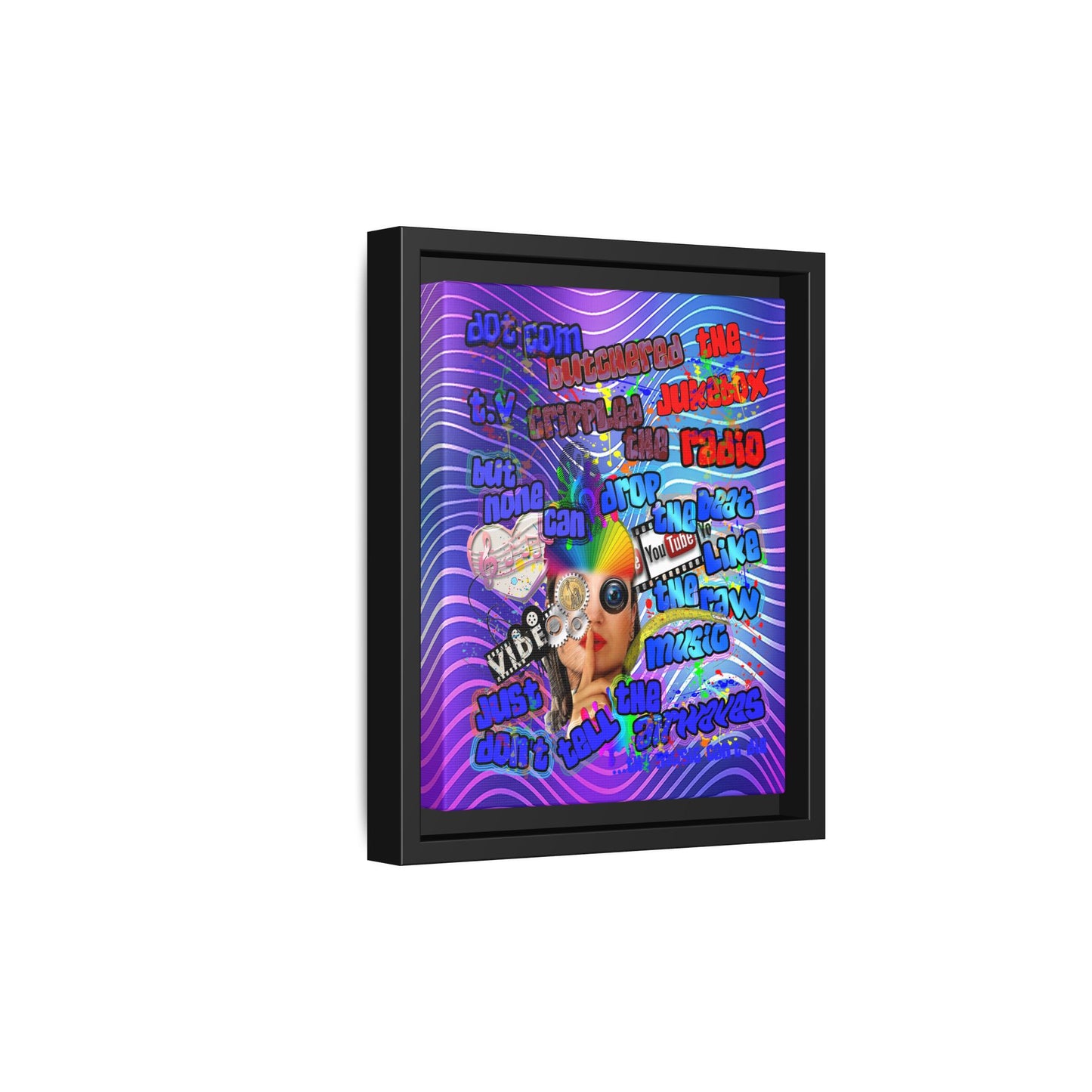 drop the beat - framed canvas art (purple wave)
