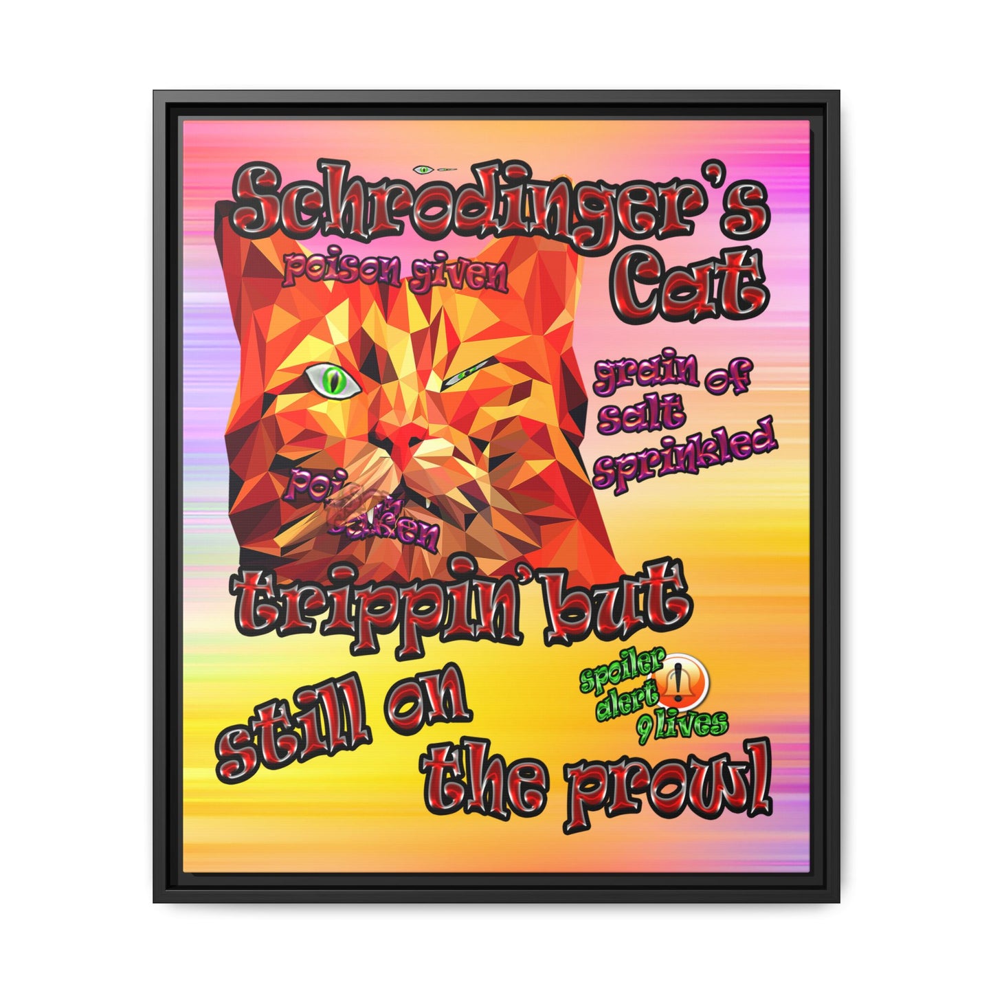 schrodinger's cat - framed canvas art (color blur)