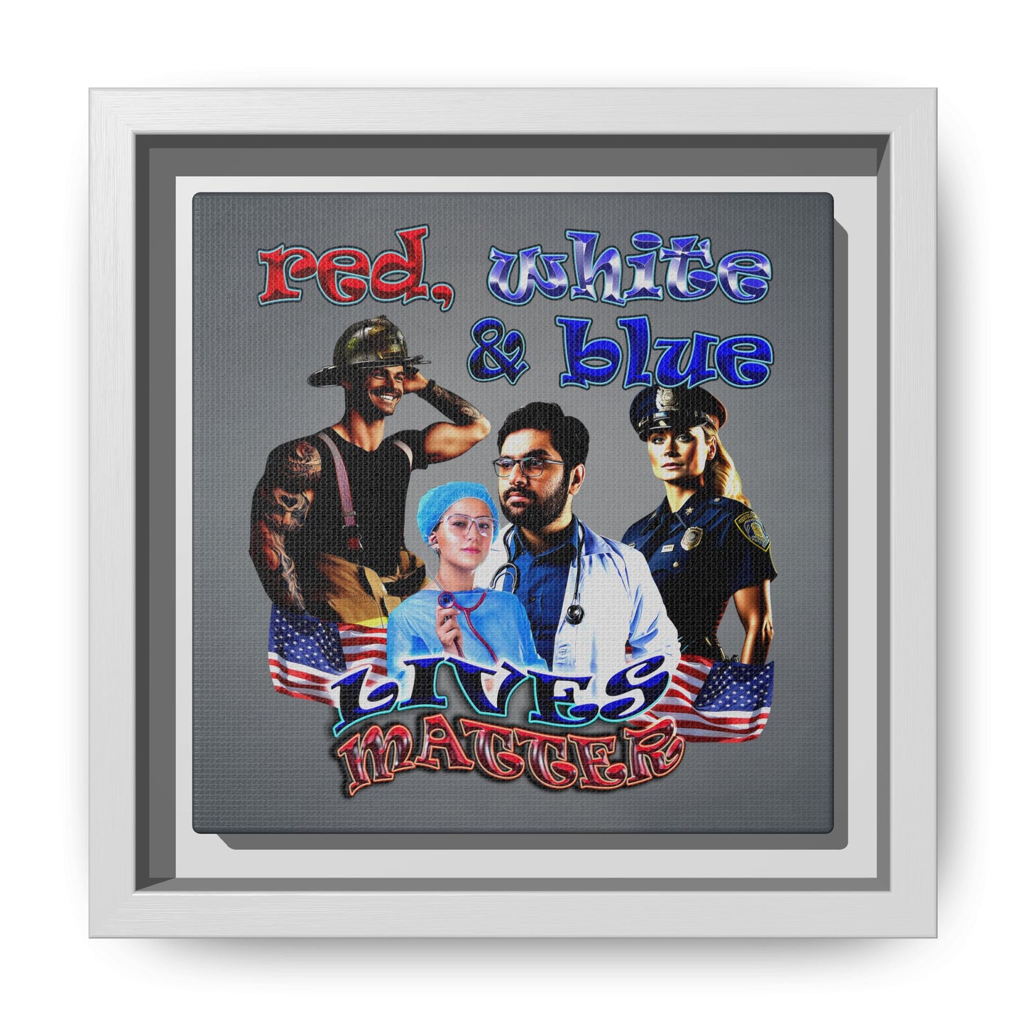 rw&b lives matter - framed canvas art (grey-light grey)