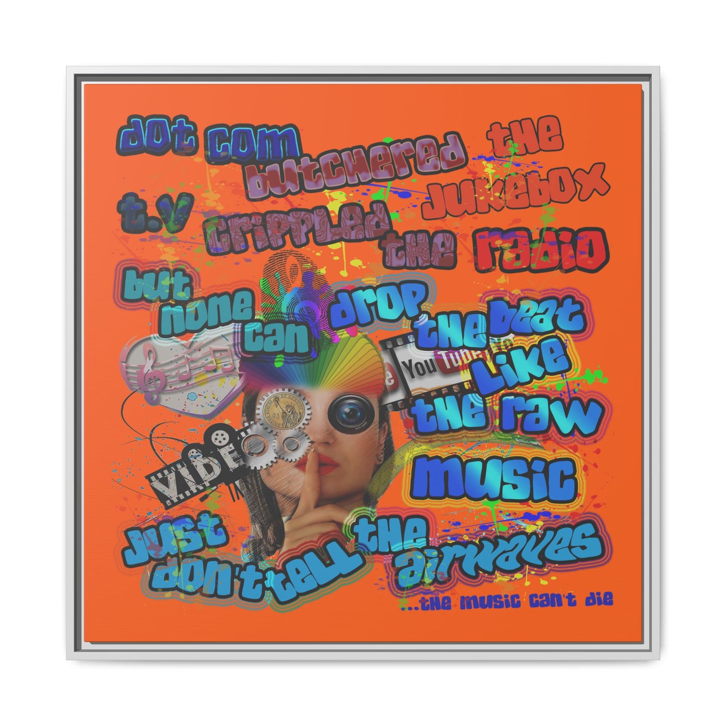 drop the beat - framed canvas art (orange)
