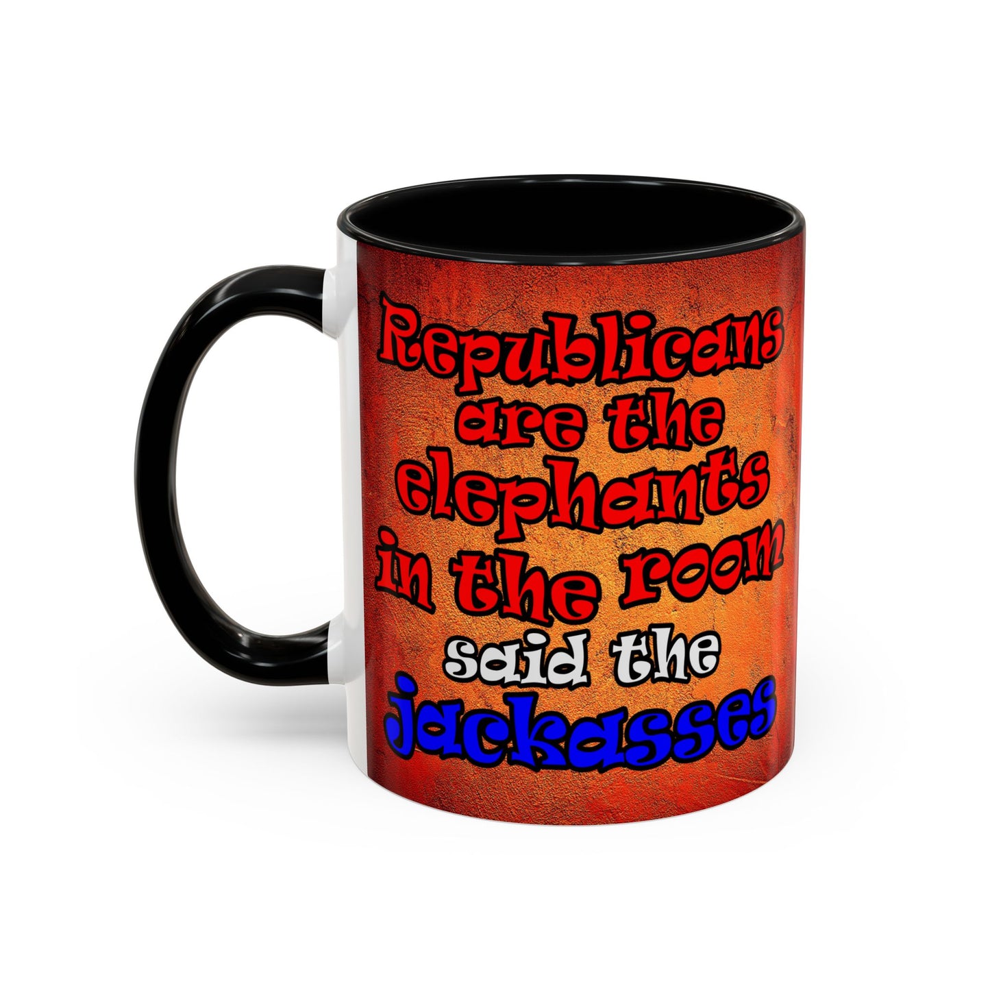 donkeys and elephants - Accent Mug (burnt orange)