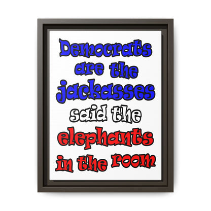 donkeys and elephants - framed canvas art (white)