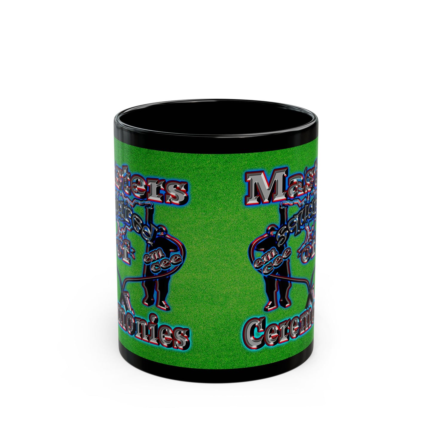 em cee squared - Black Mug (green turf)