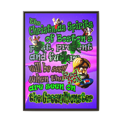 christmas spirits of boston - framed canvas art (purple-pink wave)