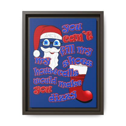 santa's shoes - framed canvas art (dark blue)