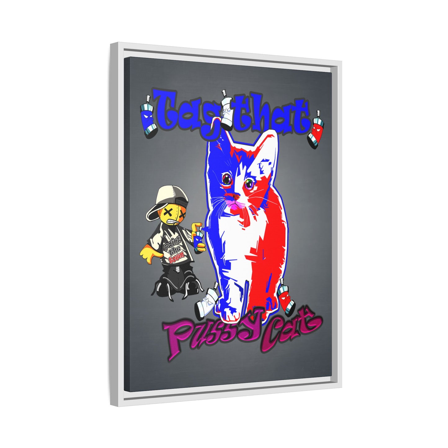 tag that - framed canvas art (grey-light grey)