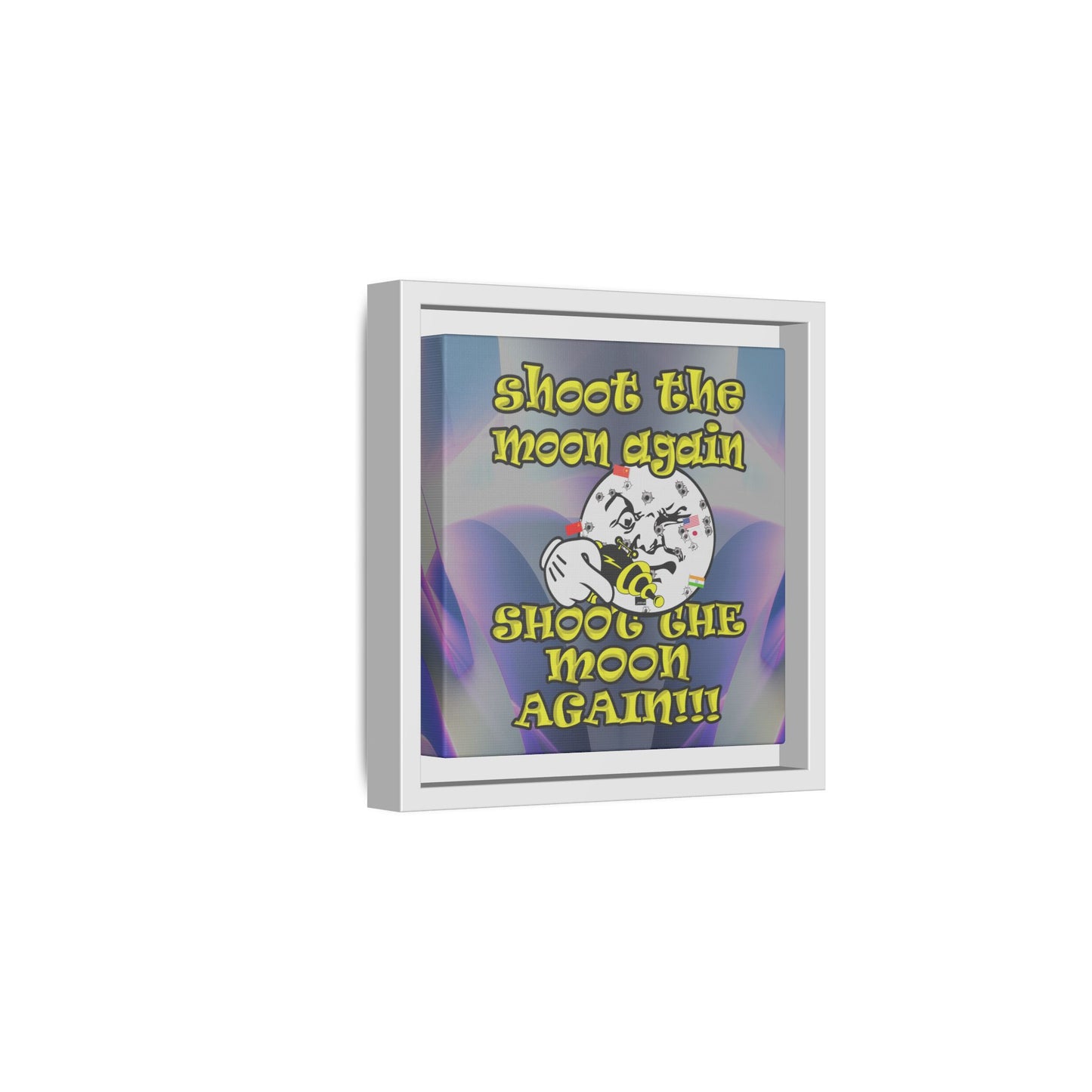 shoot the moon again - framed canvas art (grey-pink wave)
