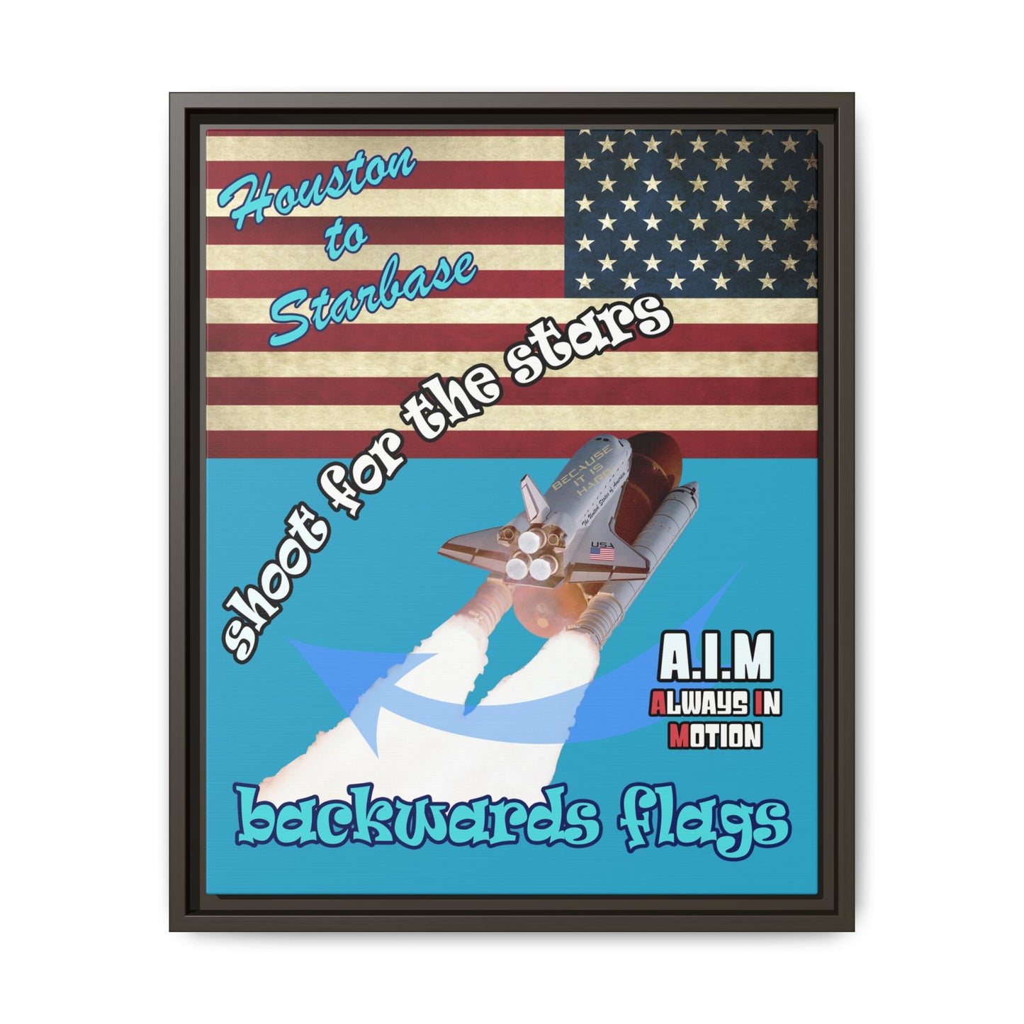 shoot for the stars - framed canvas art (turquoise)
