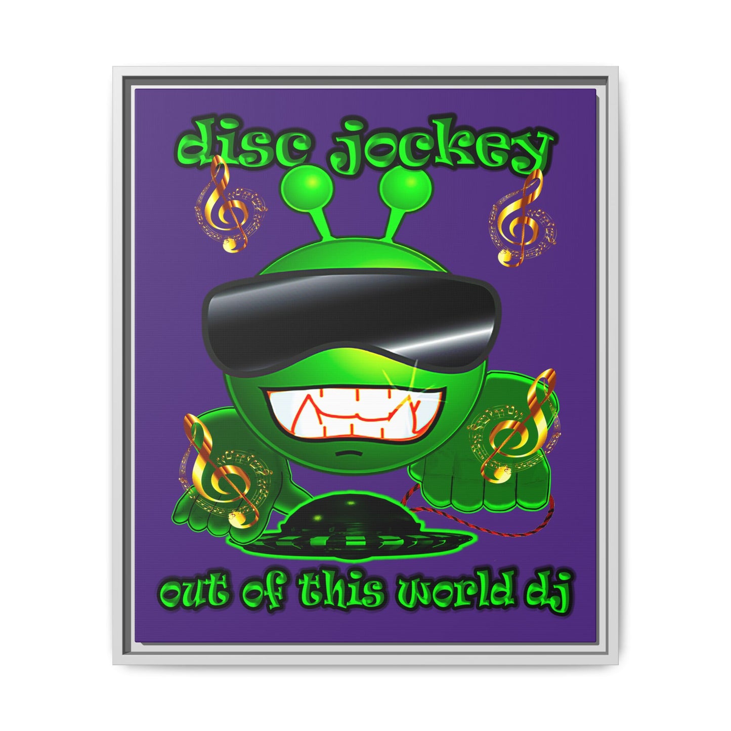 disc jockey - framed canvas art (purple)