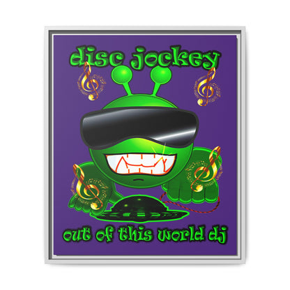 disc jockey - framed canvas art (purple)