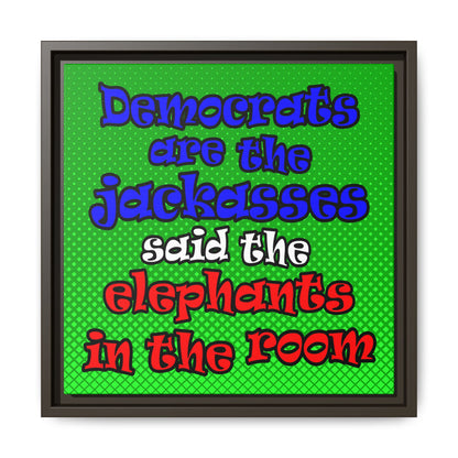 donkeys and elephants - framed canvas art (logo green)