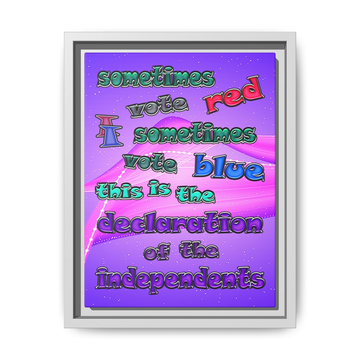 declaration of the independents - framed canvas art (purple-pink wave)