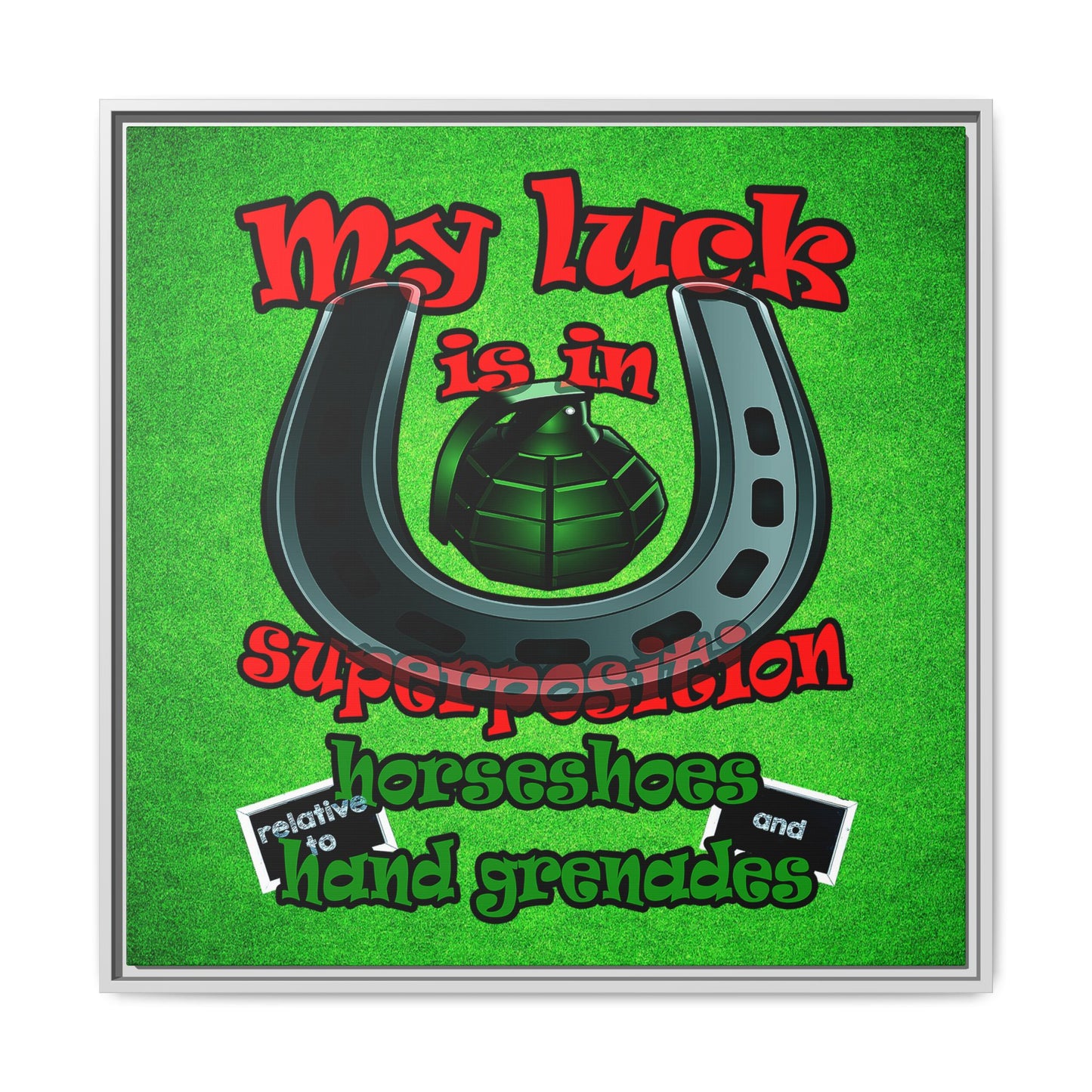 my luck - framed canvas art (green turf)