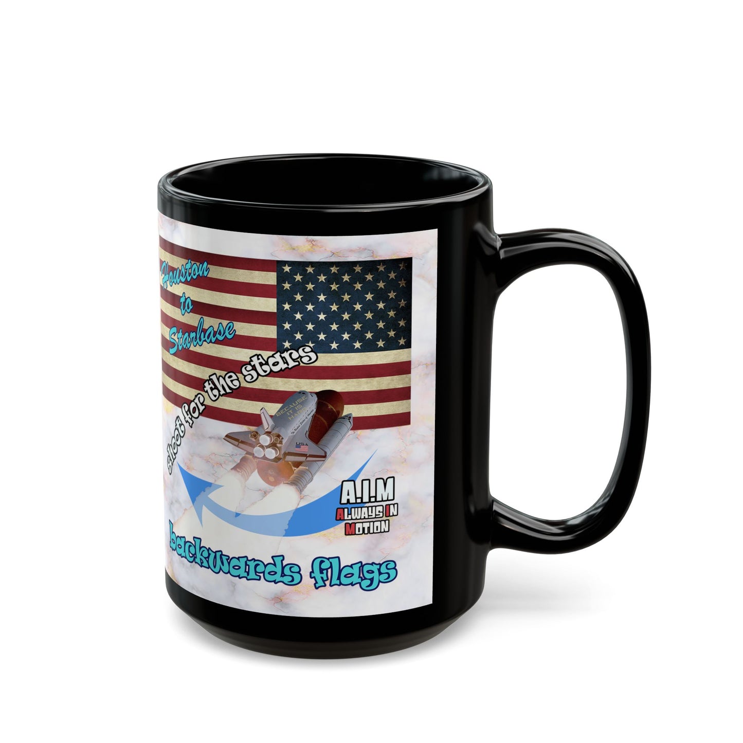 shoot for the stars - Black Mug (white marble)