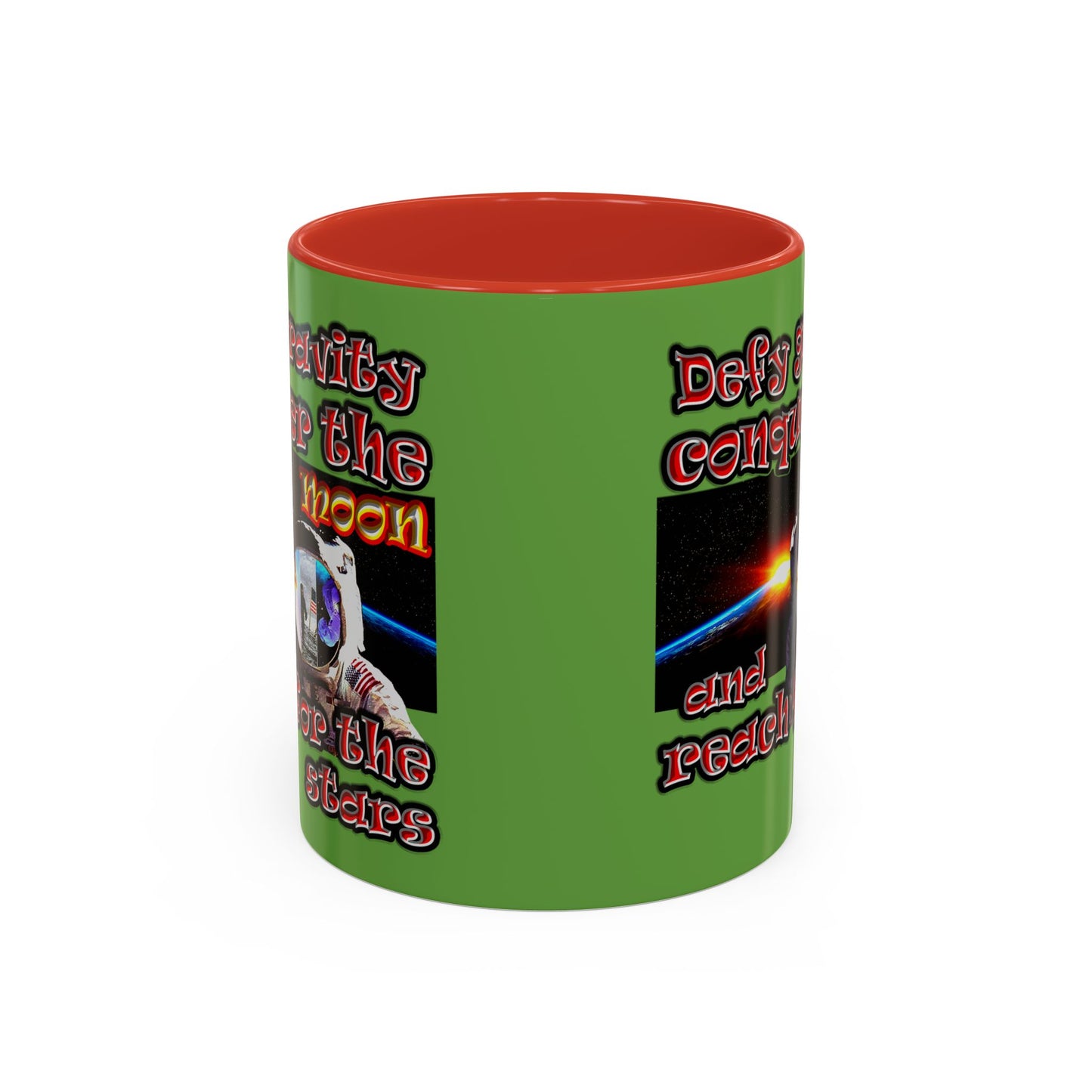 defy conquer reach - Accent Mug (green)