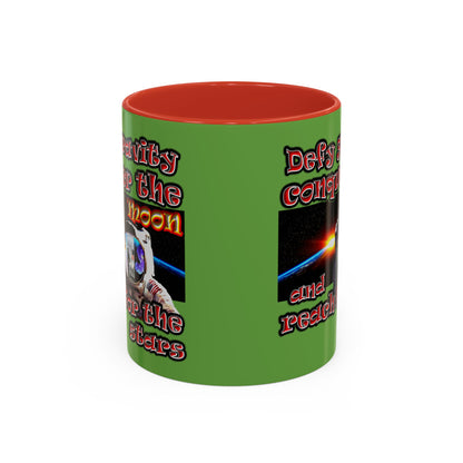 defy conquer reach - Accent Mug (green)