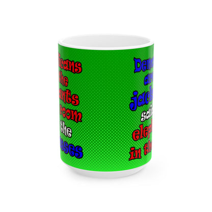 donkeys and elephants - White Mug (logo green)