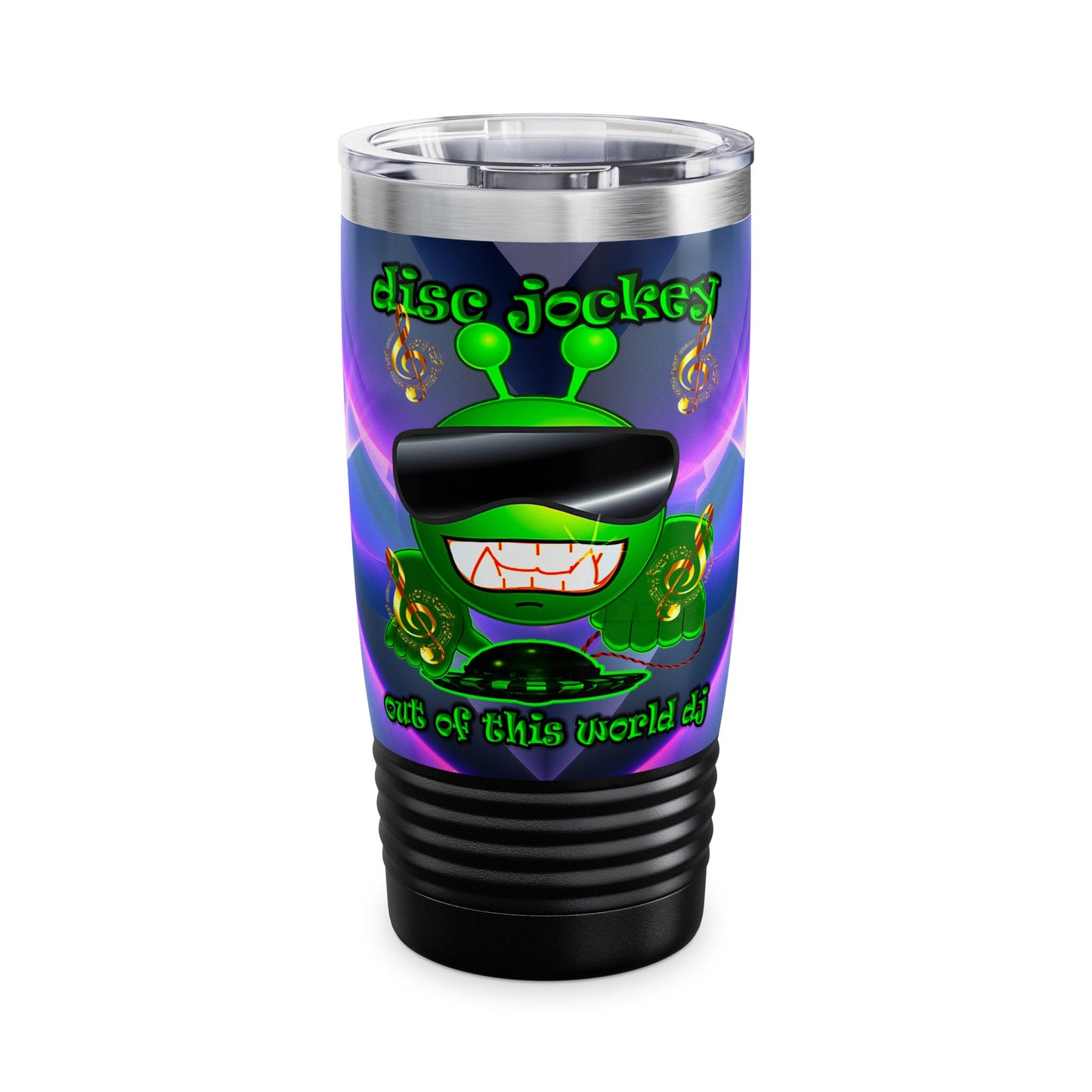 disc jockey - Ringneck Tumbler, 20oz (grey-pink wave)