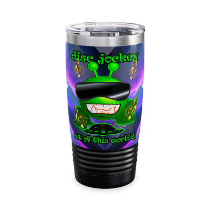 disc jockey - Ringneck Tumbler, 20oz (grey-pink wave)