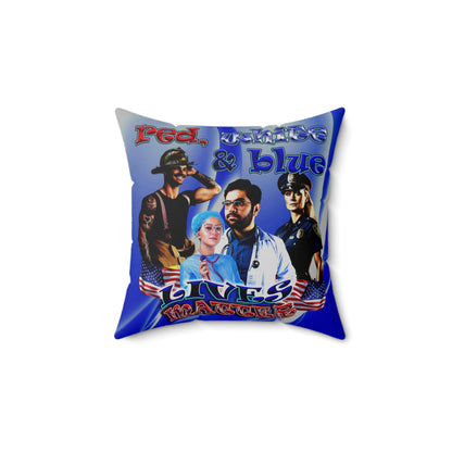 rw&b lives matter - Spun Polyester Square Pillow - (blue-white wave)