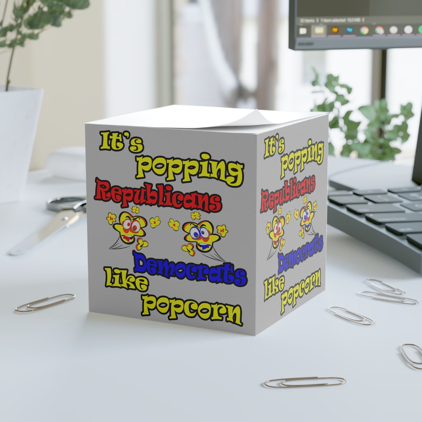 popping like popcorn - note cube (light grey)