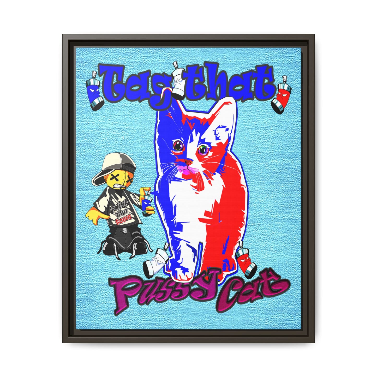 tag that - framed canvas art (faded blue)