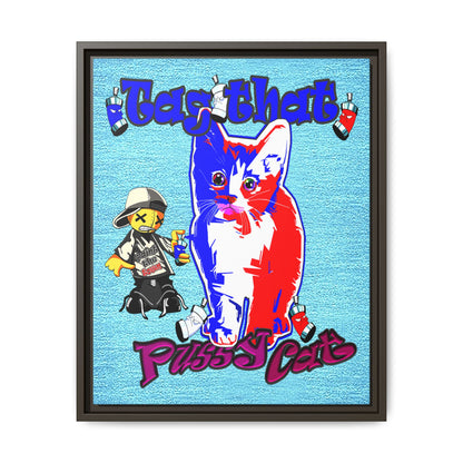 tag that - framed canvas art (faded blue)