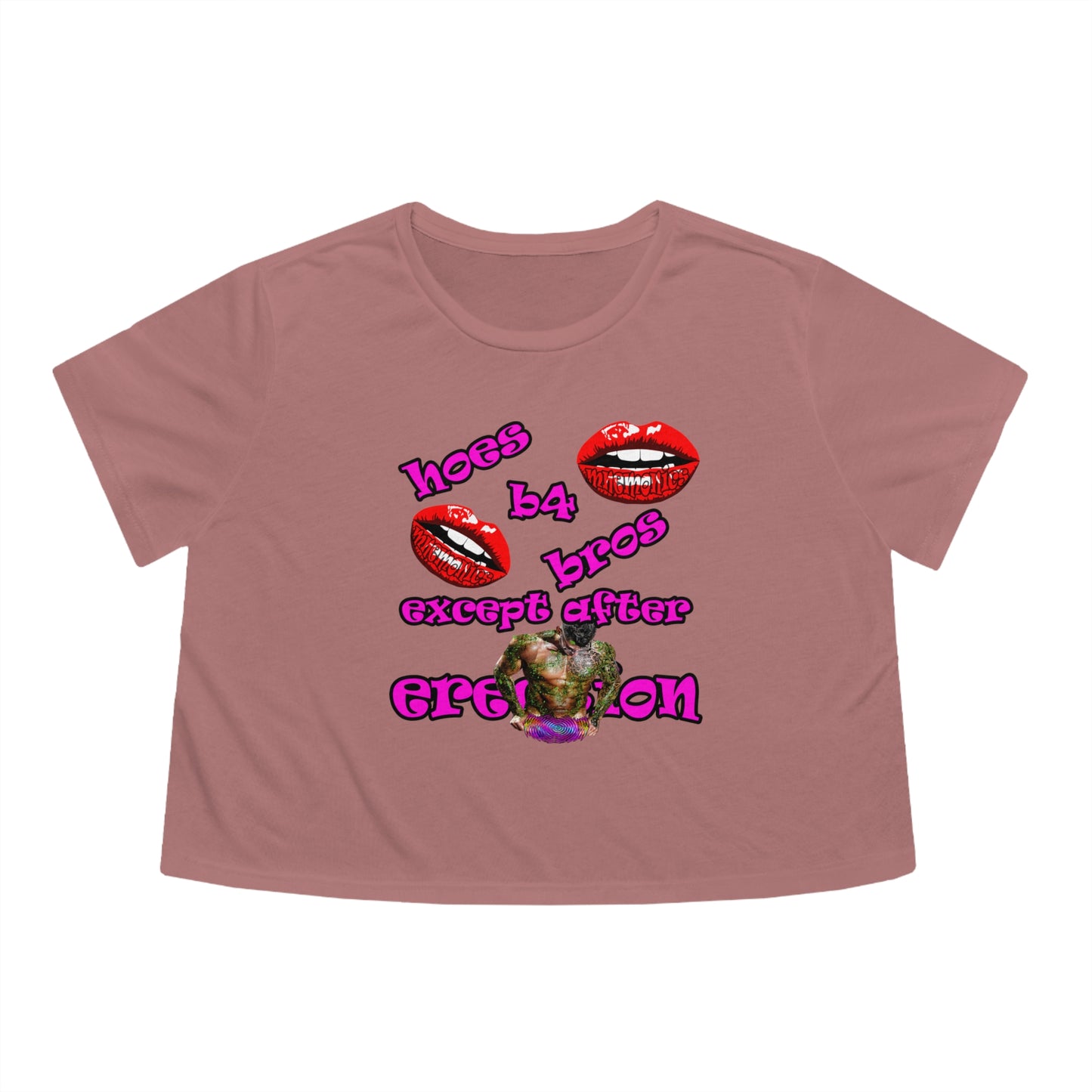 hoes b4 bros - Women's Flowy Cropped Tee