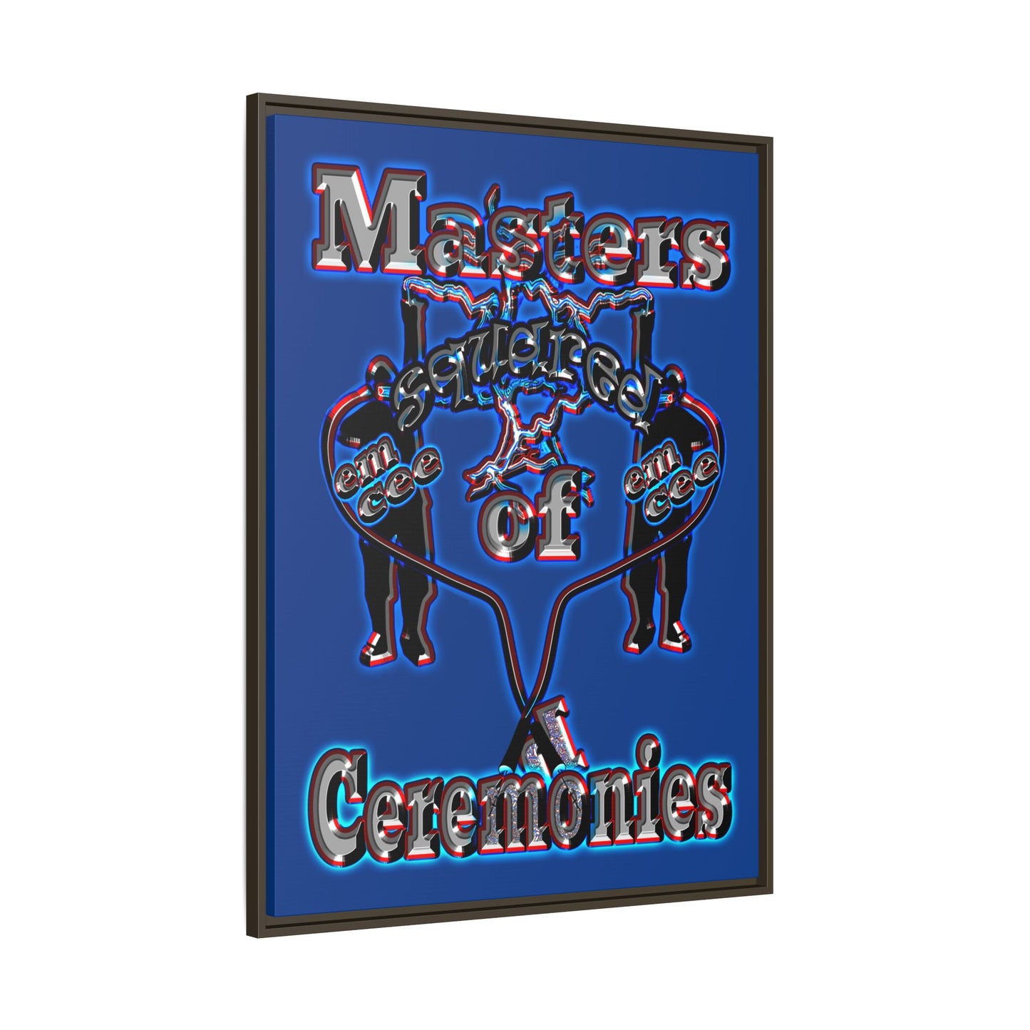 em cee squared - framed canvas art (dark blue)