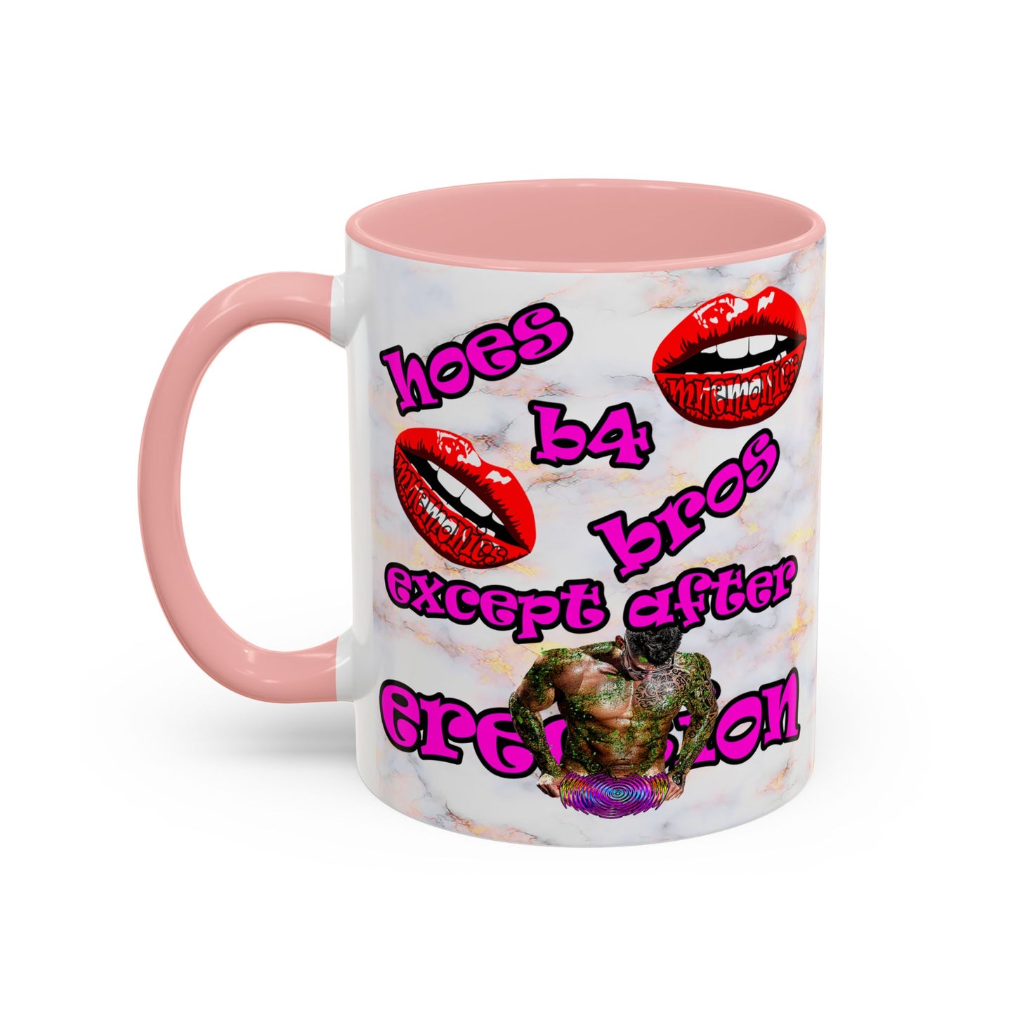 hoes b4 bros - Accent Mug (white marble)