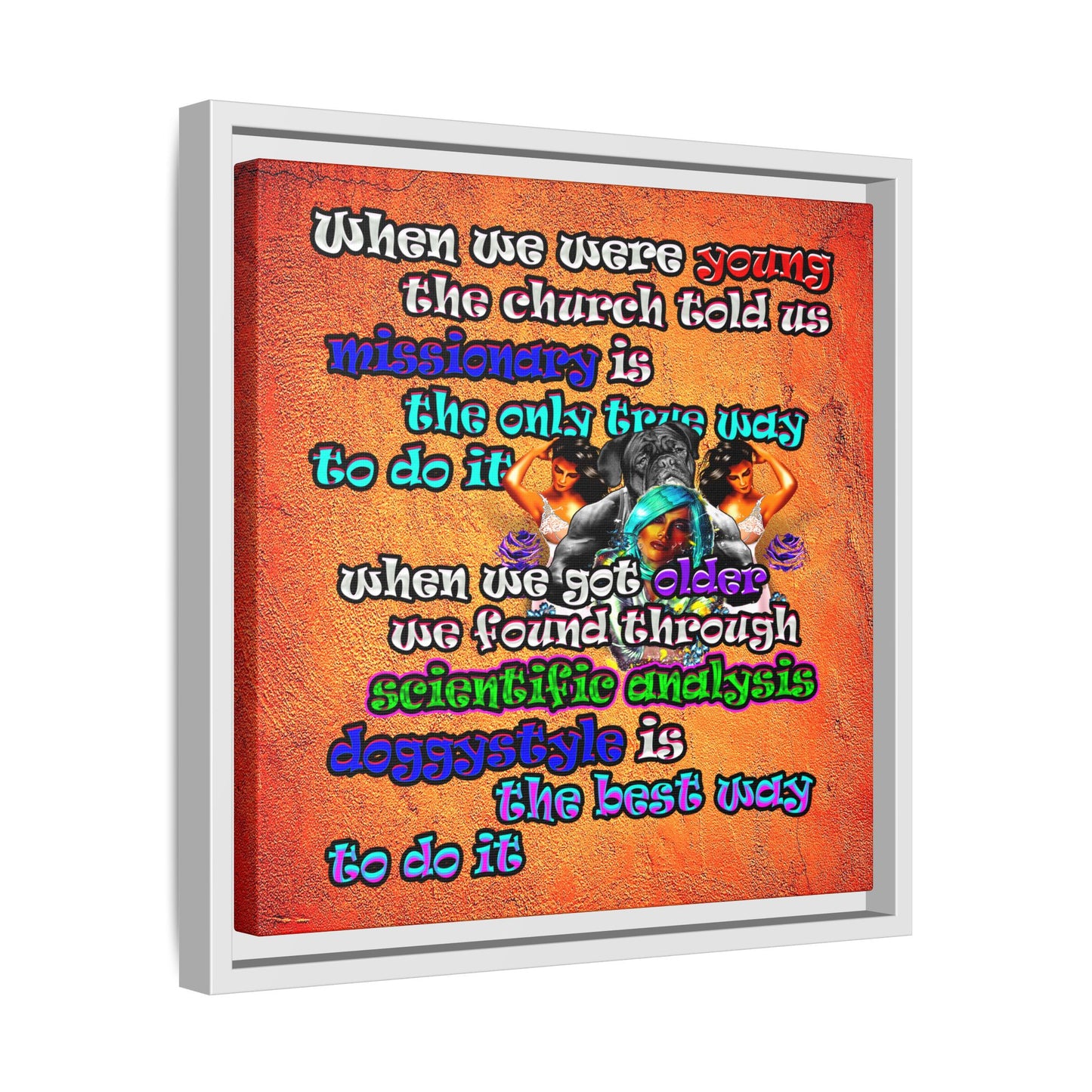 doggystyle - framed canvas art (burnt orange)